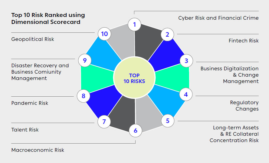 Top 10 Risk Ranked using Dimensional Scorecard